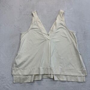 Madewell Tank Top Layered Hem V-Neck Sleeveless Casual Comfy Beige‎ Size M READ